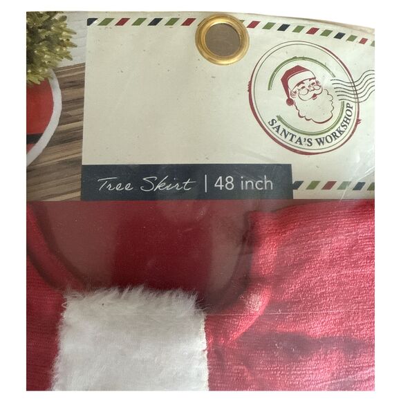 Santa’s Workshop 48” Santa Suit Tree Skirt Red Belted Xmas Decor - Picture 5 of 5